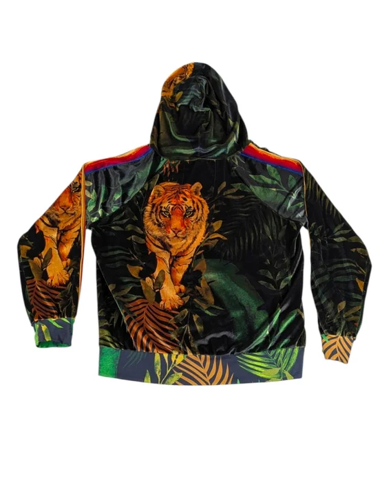 Aviator Nation Tiger Jungle Velvet Track Suit Rainbow Stripe Top XL Pant L F390 - Picture 8 of 14
